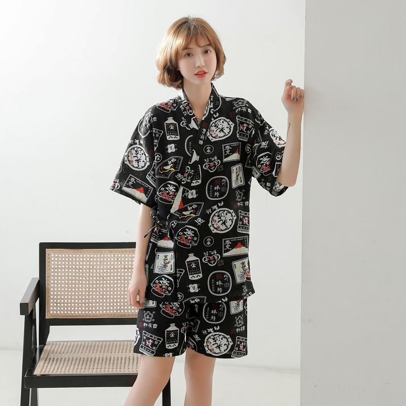 汗蒸服女款亚麻高档日式和服开衫儿童情侣亲子服男款桑拿浴服浴袍