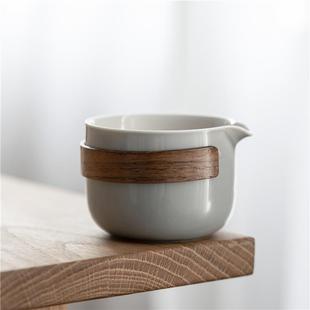 烟灰釉公道杯手工陶瓷功夫茶具分茶器匀杯家用泡茶壶配件茶海 日式