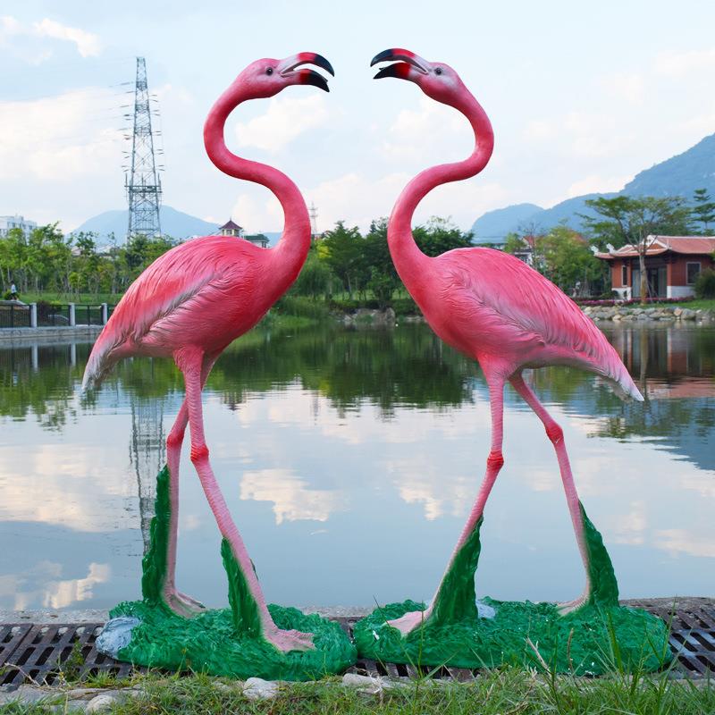 仿林真雕动物烈鸟玻火璃钢塑户外花园庭院假山J-G8034水池婚庆道