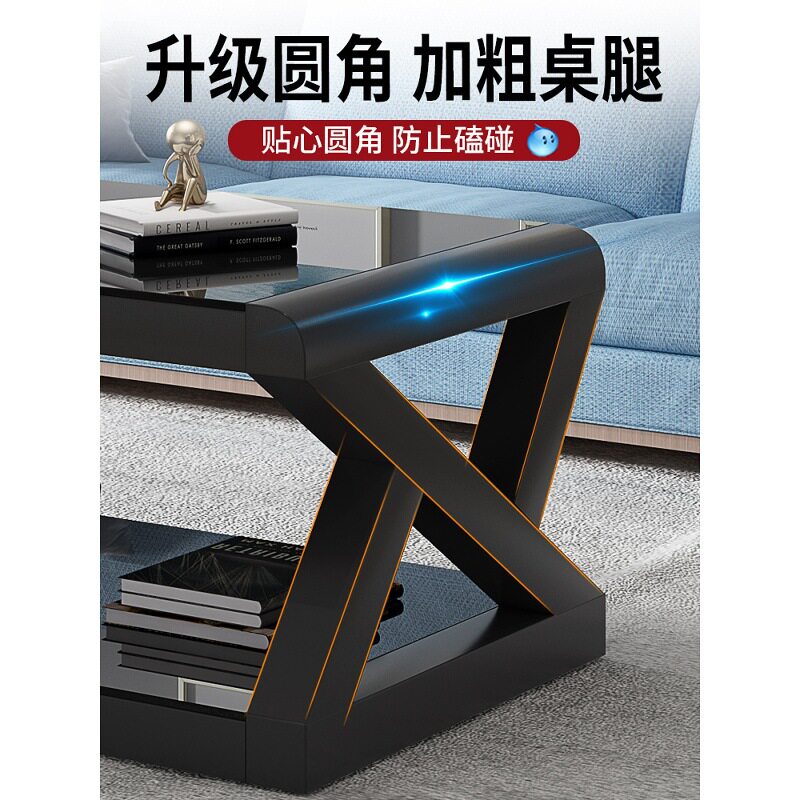 现代简约小户型钢化玻璃茶几电视