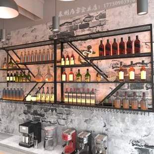 现货新品 饰工业风酒 酒吧吧台创意挂墙式 展示架家用酒柜餐厅墙上装
