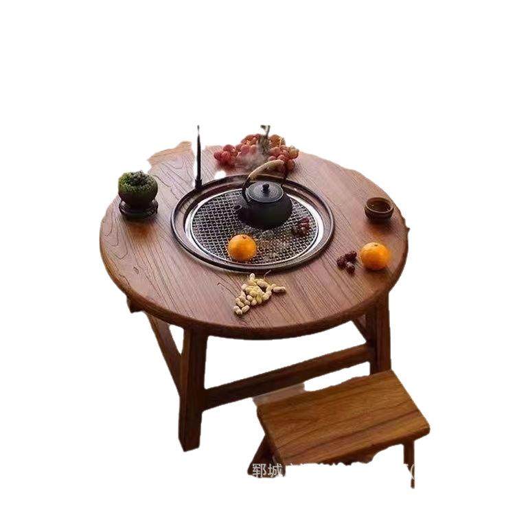 老榆木围炉煮茶桌烧烤桌茶馆煮茶圆桌民宿户外露营禅意茶桌火锅桌,住宅家具,茶几,淘宝优惠券,粉丝福利购,淘宝优惠卷