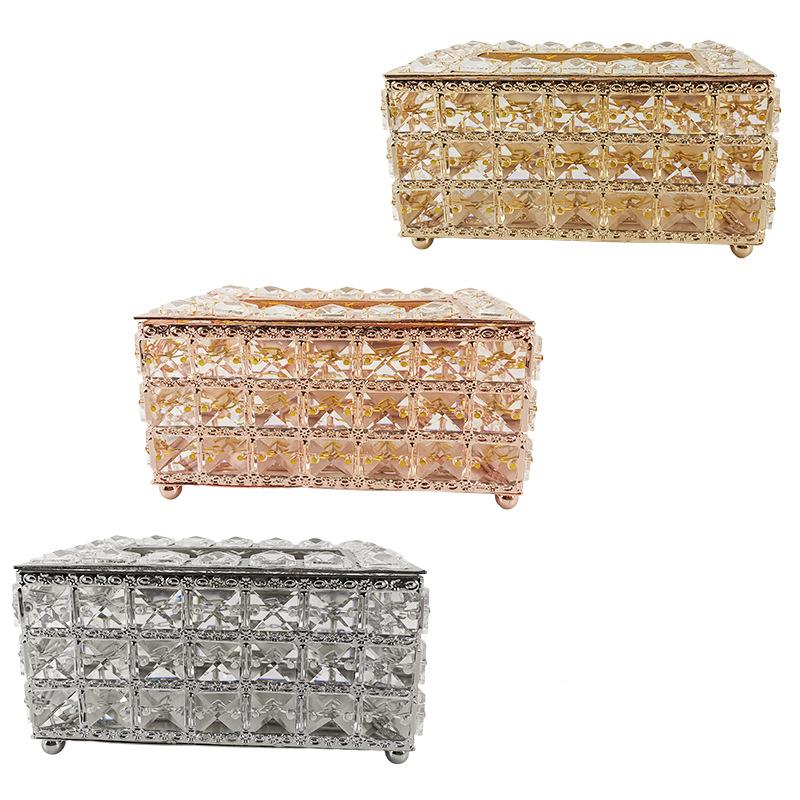 饭ogo纸l巾盒商用餐厅酒店店客厅纸抽盒水晶多用途收纳抽纸盒