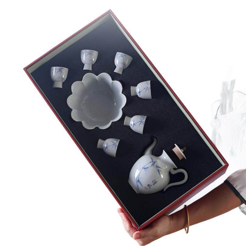 陶瓷中式仿古温酒酒具套装家用白酒清酒烫酒高脚酒杯商务礼品