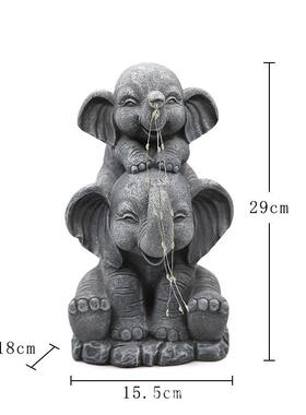 动物花园雕像摆件庭院草坪树脂太阳能灯串大象花园动物摆件