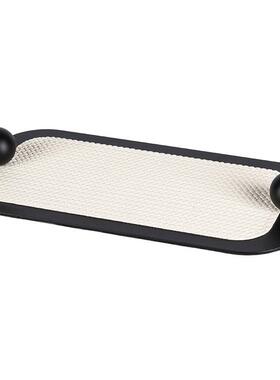 现代轻奢皮革收纳盘摆件样板房客厅卧室金属香薰首饰托盘软装饰品