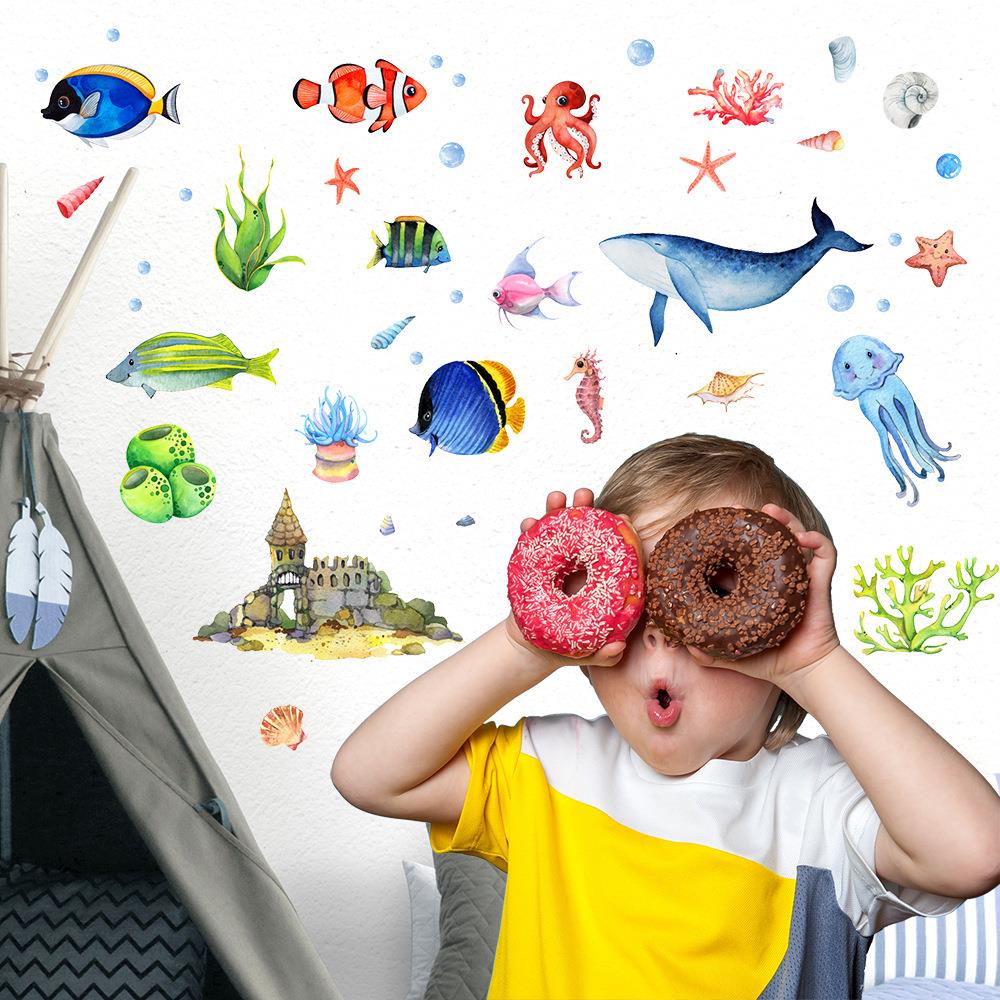 Y乐G005粘海洋动物夜光贴儿童房YGP幼儿P园游场装饰自墙贴