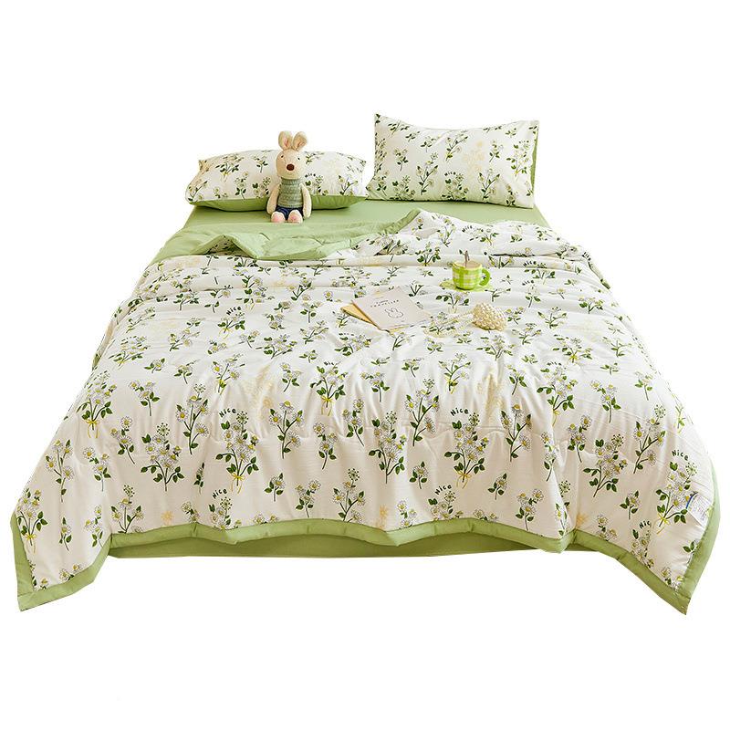 水洗棉麻儿夏被凉被童夏宿舍单双人可28机空调被子四件洗套