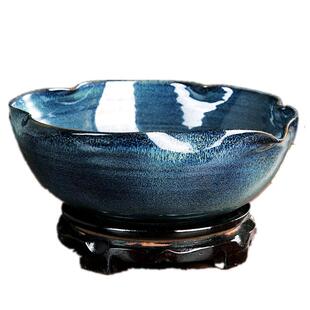 陶瓷睡碗莲荷花盆缸专用一叶莲铜钱草水培养鱼无孔创意特大号花盆