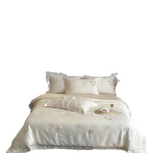 夏季100支兰精天丝四件套刺绣被套冰丝滑凉爽床单裸睡床上用品