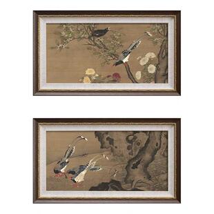 《菊桂山禽图》法式复古中国风客厅玄关壁炉装饰画新中式书房挂画