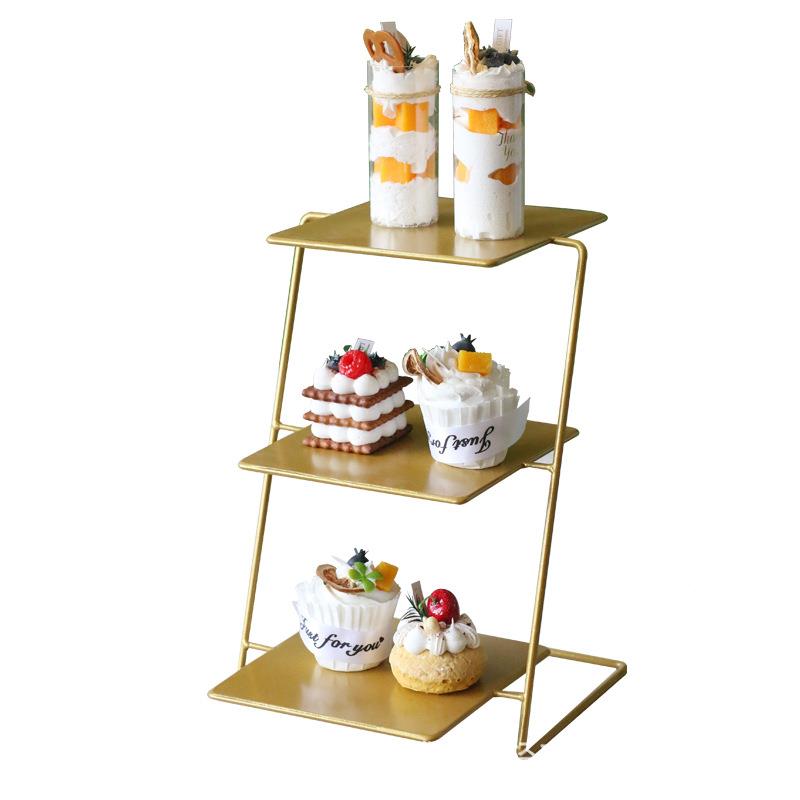 欧式色甜品台展示金架FGH摆件餐茶歇阶摆台梯蛋糕点心托盘冷生日