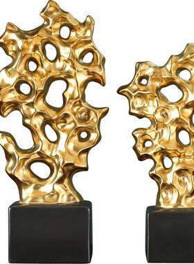 新中式金山太湖石现代轻奢客厅电视柜进门入户玄关装饰摆件