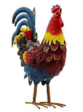 户外公园庭院仿真公鸡铁艺摆件金属动物景观装饰创意铁艺公鸡摆件