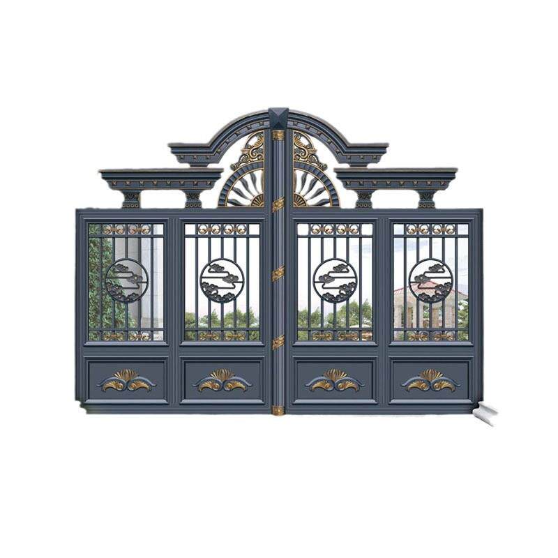 自建房铝艺别墅铝合金电动平移双开庭院大门院子农村金属防盗门