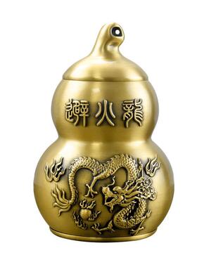避火龙葫芦铜葫芦居家厨房西北角乾位桌面摆件避火龙瓶铜罐工艺品