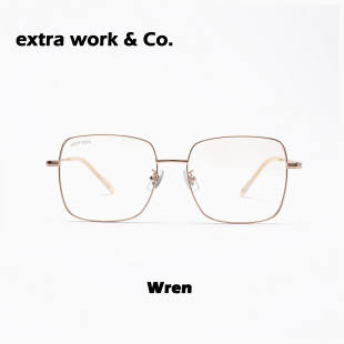 extrawork 全框近视眼镜架知性高智清冷感可配度数玫瑰金Wren
