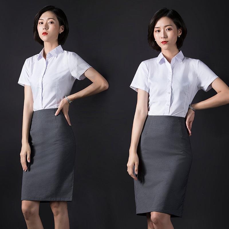 职业女裙套装制服修身高端气质短袖衬衣面试教师正装接待衬衫套裙