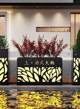 坛户方外摆太阳能发光灯箱售楼部绿植花长艺as070404形花池简约铁