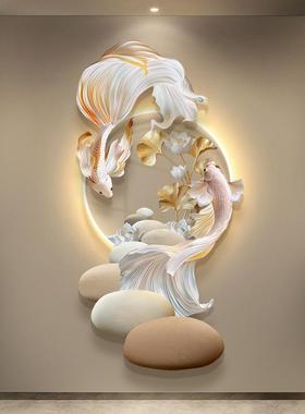 好入运饰锦LCE鲤户玄关装画石画来运转寓意好发光挂画走廊过道壁