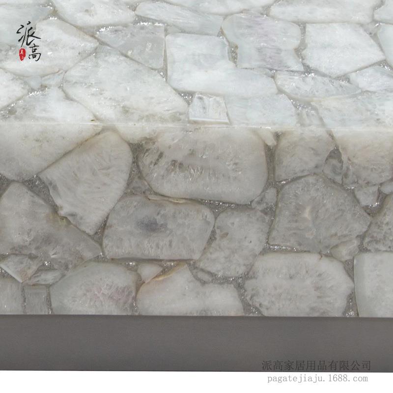 透设师经典天计然白水晶茶几光白玛瑙PGJJ-010水晶茶几边几餐款桌