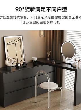 新款实家卧室梳ERI台黑色烤漆化妆桌用收纳柜主卧斗妆柜梳用妆台