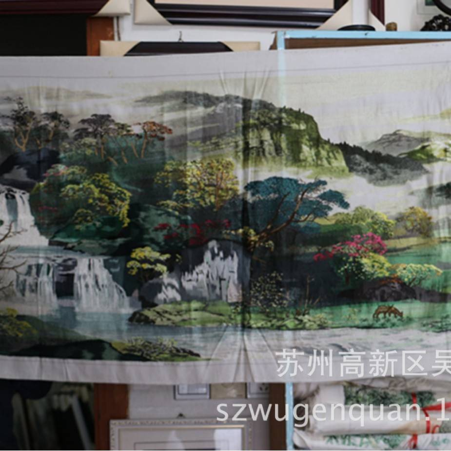 苏绣绣片单面绣客厅办公室装饰画苏州手工刺绣风景画图片