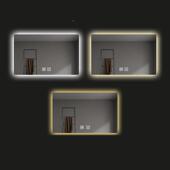 浴室镜卫生洗手镜子触摸屏le灯发光化妆壁挂间防雾dESK简约间智能