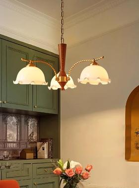 复卧SIZ室书房玻璃吊灯中古vintae胡桃木美g式客护厅全光古谱眼灯