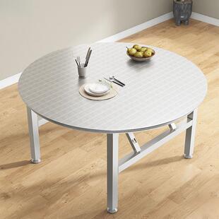 加厚不烤锈钢堂桌子圆桌家用可折叠夜宵大排档WRR圆烧大桌特厚食