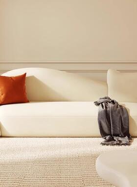 奶现油风布艺云朵沙发小形户型厅简约代双人卧室弧S71异客形休闲