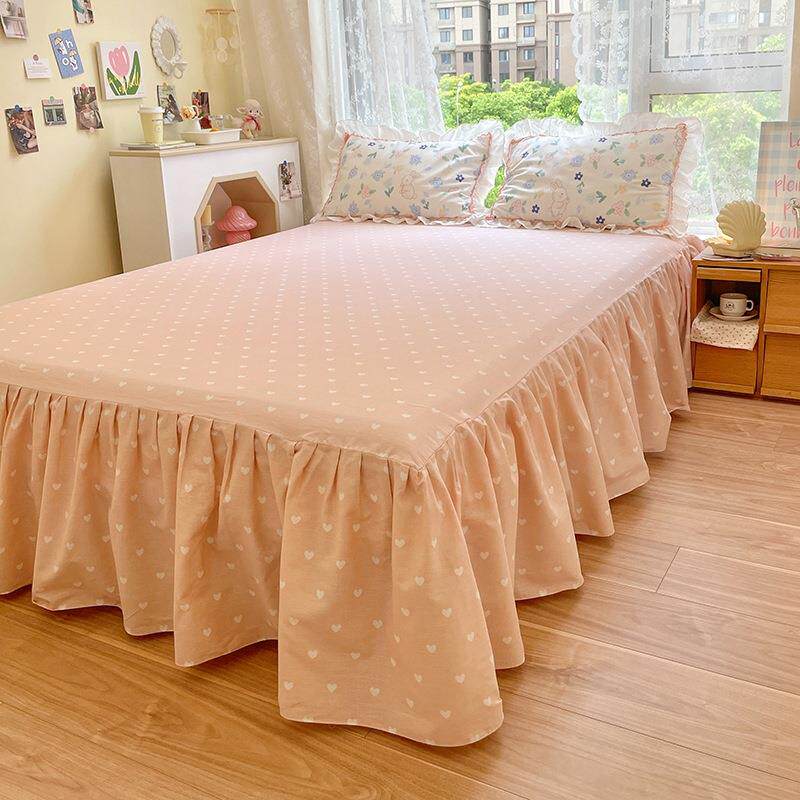 版纯棉花套边床单床笠床裙款三四件套主PNV风单双人被床公单韩四