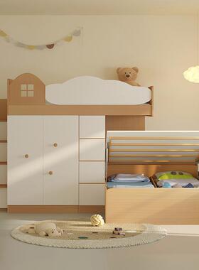 组合高低交错型式上下床带衣小户型子母床WMI童儿床错位柜上下高