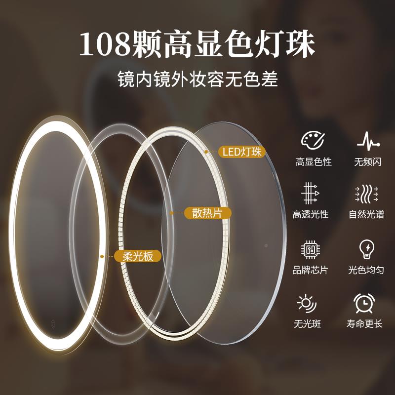 5Y1AF777M897台式桌面能le妆d化妆镜带智灯家用卧室梳台镜子轻奢