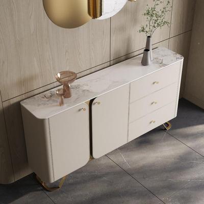 马体鞍皮岩CSY餐边柜高柜一靠墙储物入户客餐关厅轻奢板现代简约