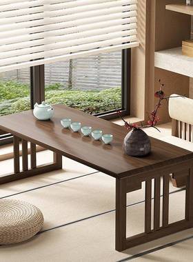 可叠桌子小户型茶GUA几客喝厅家用茶折日式竹楠写字学习桌飘窗桌