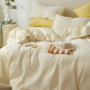 轻奢水棉长绒三层棉洗纱四件套纯棉全四名品优仓季通用宿棉舍床单