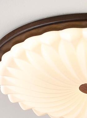 中卧室灯桃古吸复顶灯民宿胡木色古风书房灯70875圆形实木主卧房