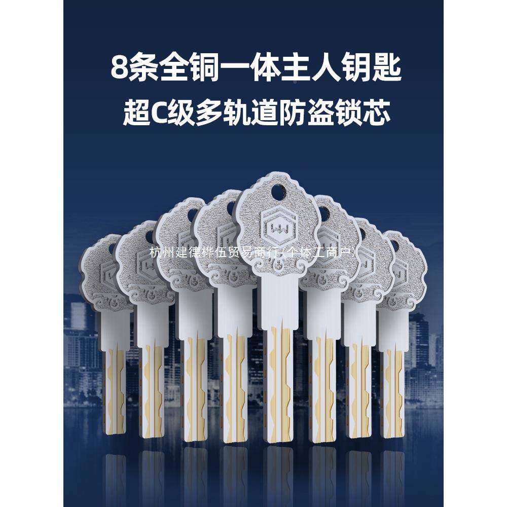 械304盗门锁套装家用通用型不锈钢把手锁体防木门机锁大门WL-5001