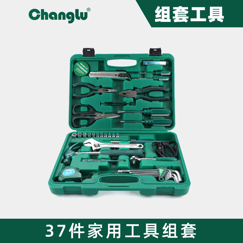 长鹿五金工具37件套装组合汽车组套家庭手动维修理工具箱多功能