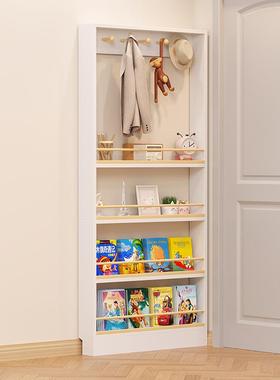 门后置物架儿童实木多书架落超薄地白色层收纳架家用绘本NHQ架窄