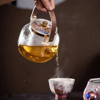 电陶炉蒸HVB煮双用玻璃烧水壶办用公家小型模拟套炭火围炉煮茶装