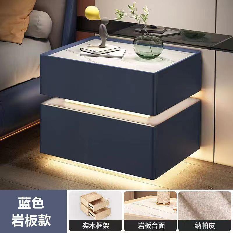 2023新款卧室奢密码锁收纳网柜红简约现代轻灯OYX线床充电智能头
