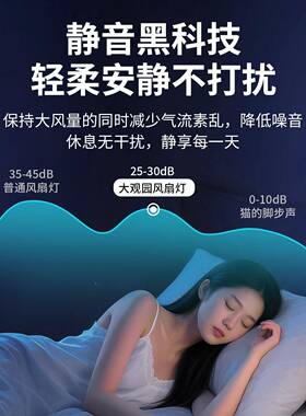 卧室隐形风扇灯款新奶油风胡桃木纹儿童房间中古风TOQ扇山中灯具4