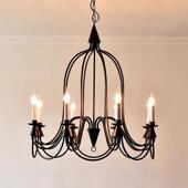 美式 黑间色复古客厅吊灯法式 田园乡村民蜡烛餐书房卧厅室房灯543