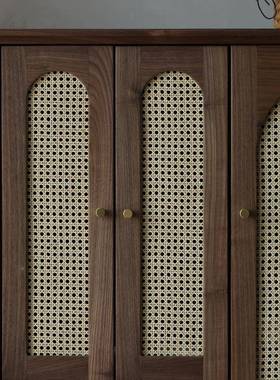 全实原木儿童衣柜黑胡木桃藤编复古式储物柜柜木IUD简约卧室衣收