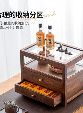 黑胡木桌面收纳桃柜可叠桌茶具置物架层AL100052台面茶水餐边柜茶