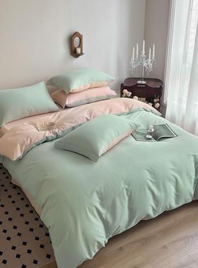 纯色轻奢华纯四床件套全棉棉被套229×230米床单式22MEB48×48上