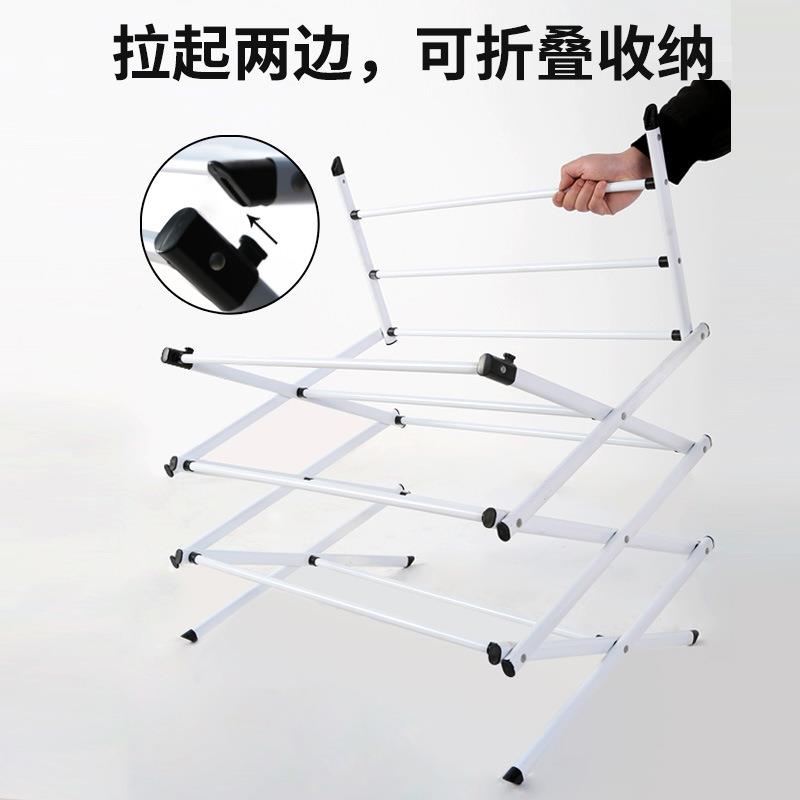 简易安装可折晾W012晒叠厂架室内落地式毛巾架子铁衣艺挂架家