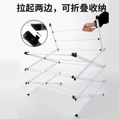 简易安装可折晾W012晒叠厂架室内落地式毛巾架子铁衣艺挂架家